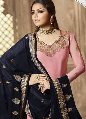 Pink Embroidered Georgette Salwar 2