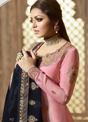 Pink Embroidered Georgette Salwar 3