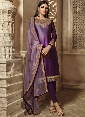 Wine Embroidered Georgette Salwar 1