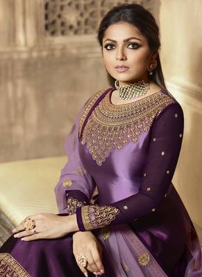 Wine Embroidered Georgette Salwar 2