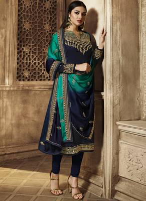 Blue Embroidered Georgette Salwar 1