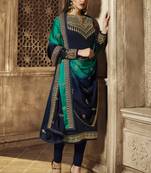 Blue Embroidered Georgette Salwar