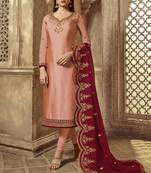 Pink Embroidered Georgette Salwar
