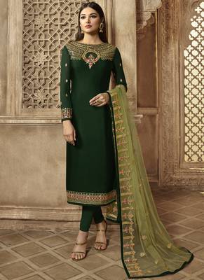 Green Embroidered Georgette Salwar 1