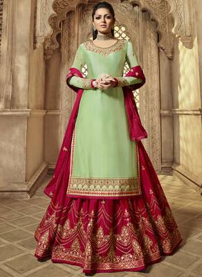 Sea-green embroidered georgette salwar 1