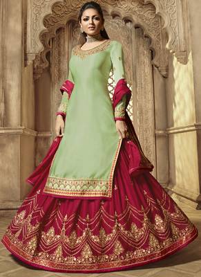 Sea-green embroidered georgette salwar 2