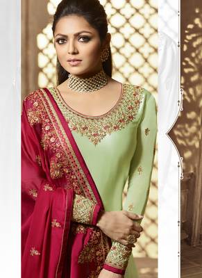 Sea-green embroidered georgette salwar 3