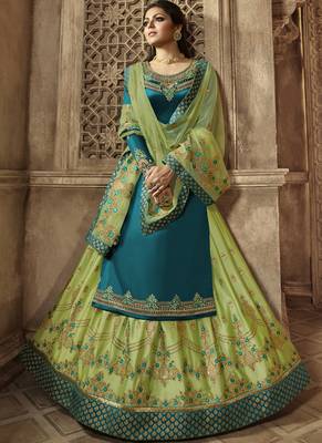 Teal Embroidered Georgette Salwar 2