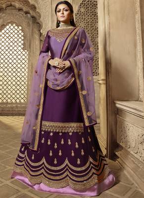 Wine Embroidered Georgette Salwar 1