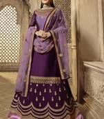 Wine Embroidered Georgette Salwar