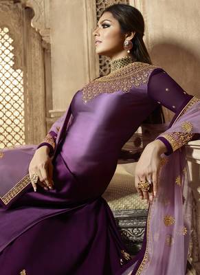 Wine Embroidered Georgette Salwar 2