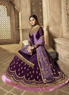 Wine Embroidered Georgette Salwar 3