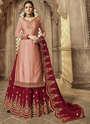 Pink Embroidered Georgette Salwar 1
