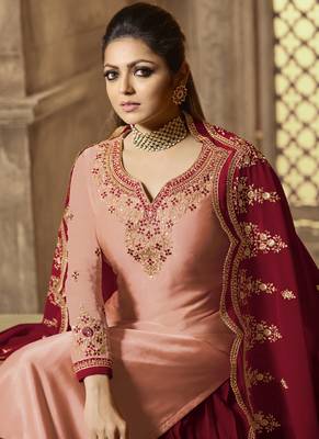 Pink Embroidered Georgette Salwar 3