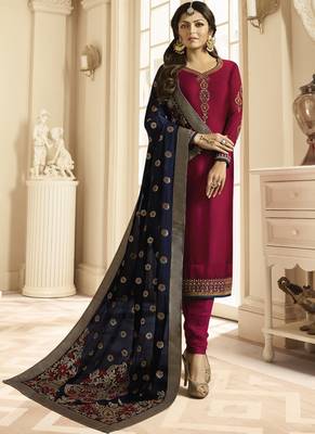 Maroon Embroidered Georgette Salwar 1