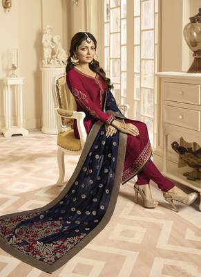 Maroon Embroidered Georgette Salwar 2
