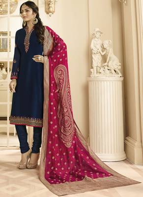 Blue Embroidered Georgette Salwar 1