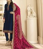 Blue Embroidered Georgette Salwar