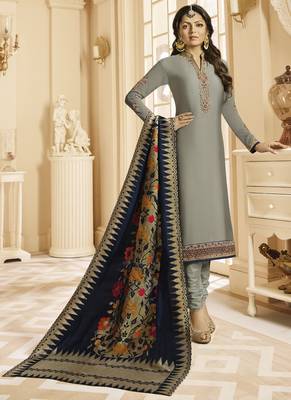 Grey Embroidered Georgette Salwar 2