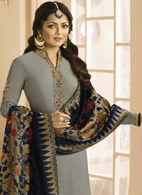 Grey Embroidered Georgette Salwar 3
