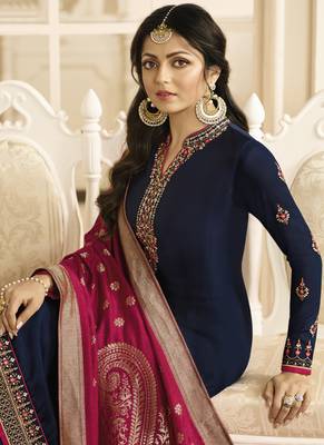 Blue Embroidered Georgette Salwar 2