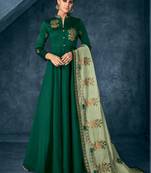 Green embroidered silk blend salwar