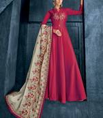 Red embroidered silk blend salwar