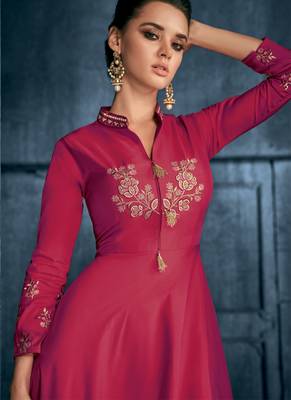 Red embroidered silk blend salwar 2
