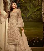 Cream sequins net salwar