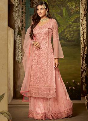 Pink Sequins Net Salwar 1