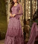 Light-wine sequins net salwar