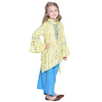 Yellow Printed Cotton Kids Skirts 5