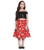 Black Printed Cotton Kids Skirts