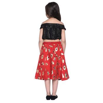 Black Printed Cotton Kids Skirts 2