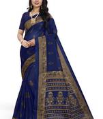 Aqua blue printed art silk sarees saree with blouse