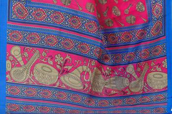   dark pink printed art silk sarees saree with blouse 4