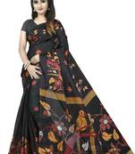 Black printed art silk sarees saree with blouse