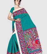 Light blue printed art silk sarees saree with blouse