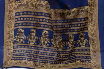 Aqua blue printed art silk sarees saree with blouse 5