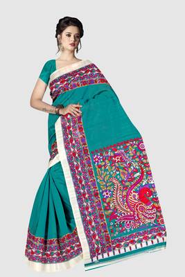 Light blue printed art silk sarees saree with blouse 1