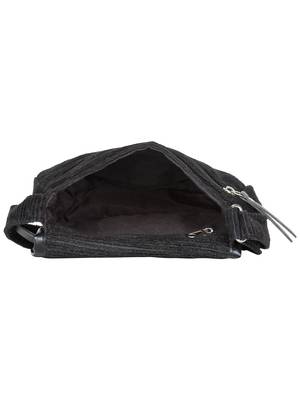 Classic Black Cotton & Leatherette Sling Bag 5