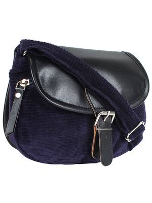 Classic Blue & Black Cotton & Leatherette Sling Bag 2