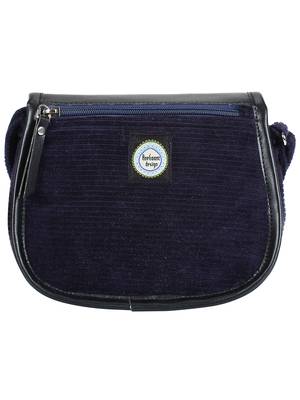 Classic Blue & Black Cotton & Leatherette Sling Bag 3