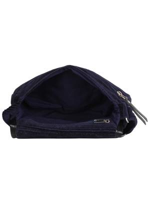 Classic Blue & Black Cotton & Leatherette Sling Bag 5