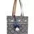 Showy Blue and Off-White Cotton Jacquard Handbag