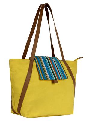 Fancy Yellow Solid Cotton Handbag 2