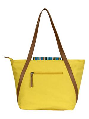 Fancy Yellow Solid Cotton Handbag 3