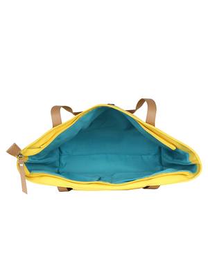 Fancy Yellow Solid Cotton Handbag 4