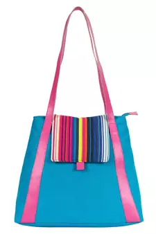 Fancy Turquoise Solid Cotton Handbag