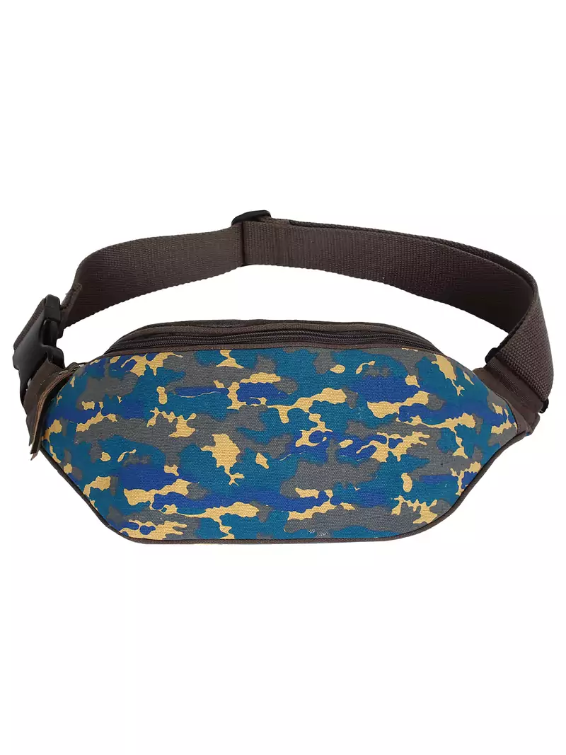 Sash camouflage Canvas Belt Bag/Fanny Pack Blue & Multi